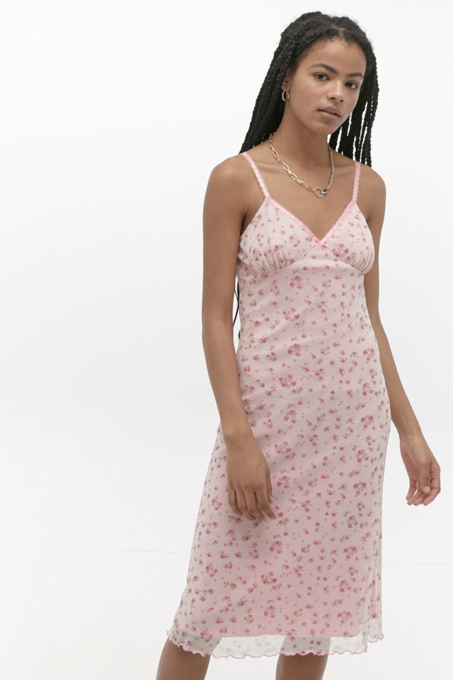 Pink floral mesh dress sale