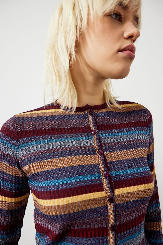 Archive At UO Burgundy Stripe Cardigan #1