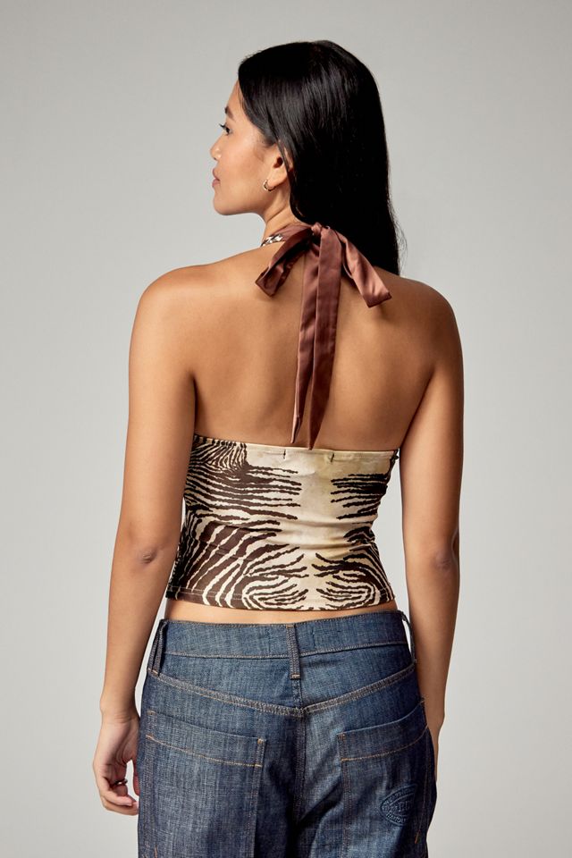 Archive At UO Haut à col halter imprimé zèbre #3