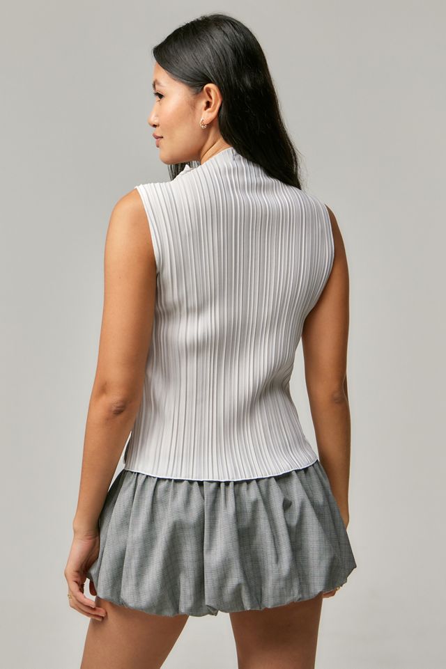 Archive At UO Ivory Plisse Tank Top #3