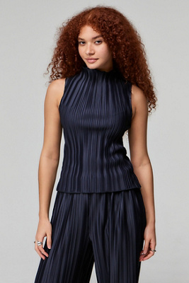 Archive At UO Navy Pleated Tank Top | Urban Outfitters UK