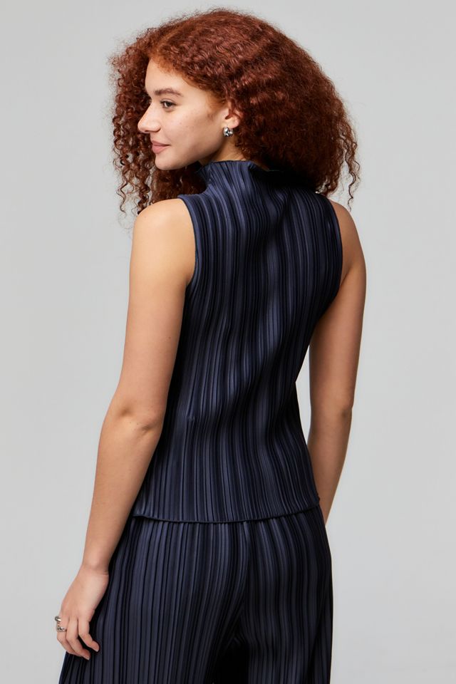 Archive At UO Navy Pleated Tank Top | Urban Outfitters UK