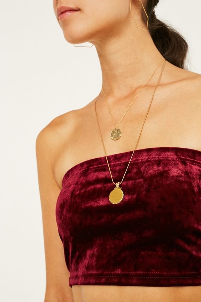Urban Renewal Vintage Remnants Claret Red Velvet Bandeau Top #3