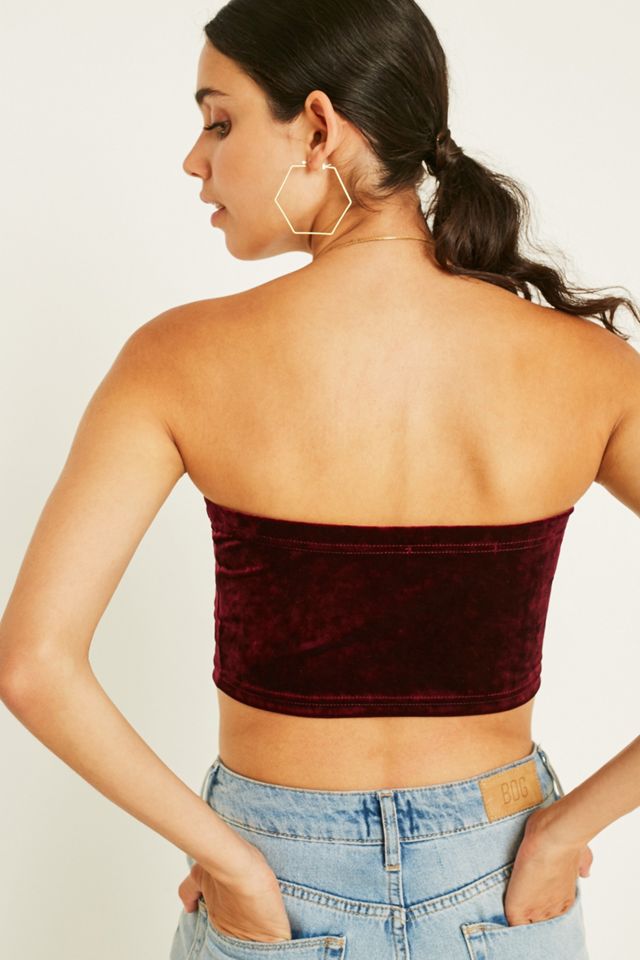 Urban Renewal Vintage Remnants Claret Red Velvet Bandeau Top #4