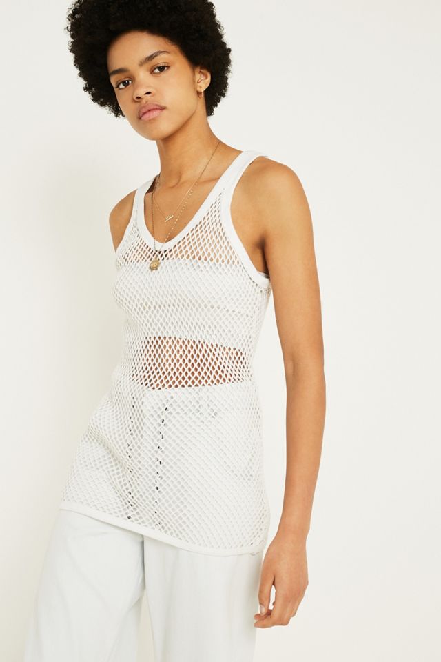 Urban Renewal Vintage Customised Ecru String Vest | Urban Outfitters UK