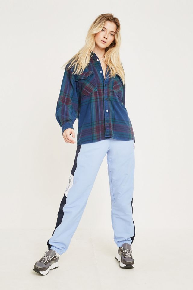 Urban Renewal Vintage Customised Checked Overdyed Navy Flannel Shirt #2