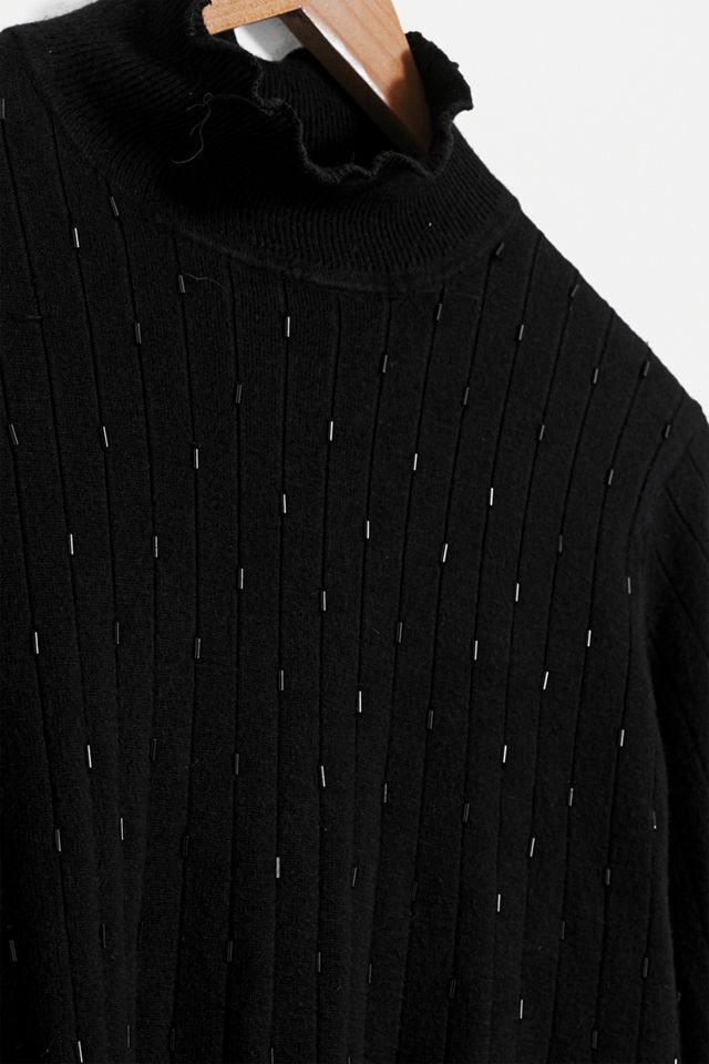 Urban Renewal Remade From Vintage - Pull fin en maille côtelée à col montant noir #2