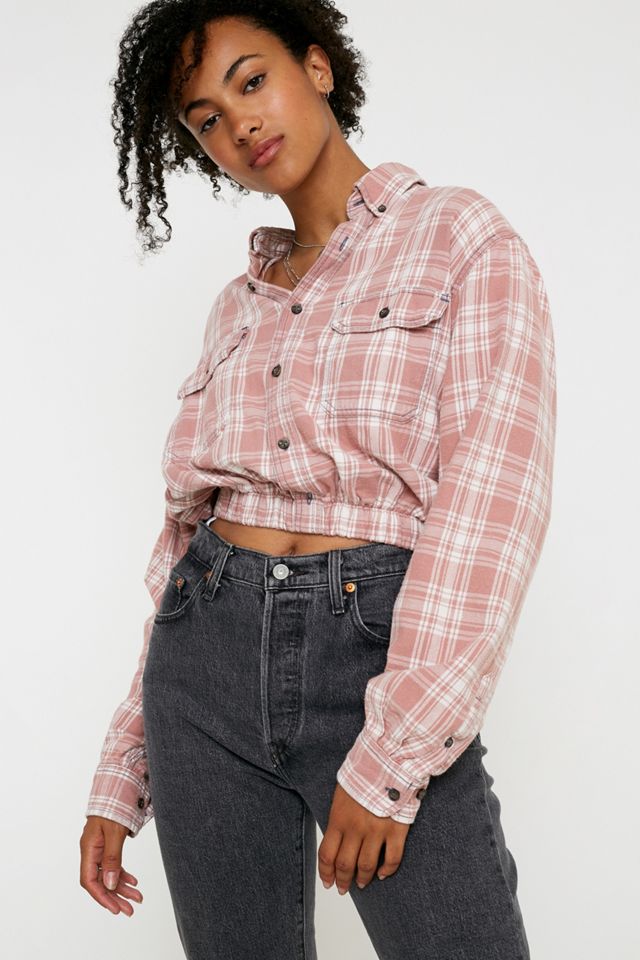 Urban Renewal Remade From Vintage Bleached Check Cropped Bubble Shirt #1