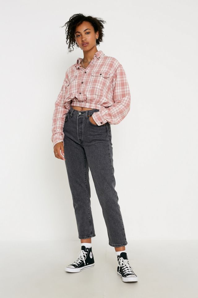 Urban Renewal Remade From Vintage Bleached Check Cropped Bubble Shirt #2