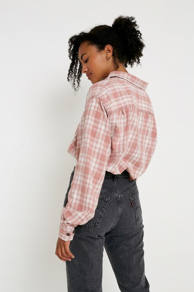 Urban Renewal Remade From Vintage Bleached Check Cropped Bubble Shirt #3