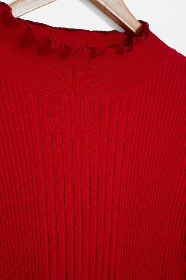 Urban Renewal Remade From Vintage - Pull rouge en maille côtelée à col montant #2
