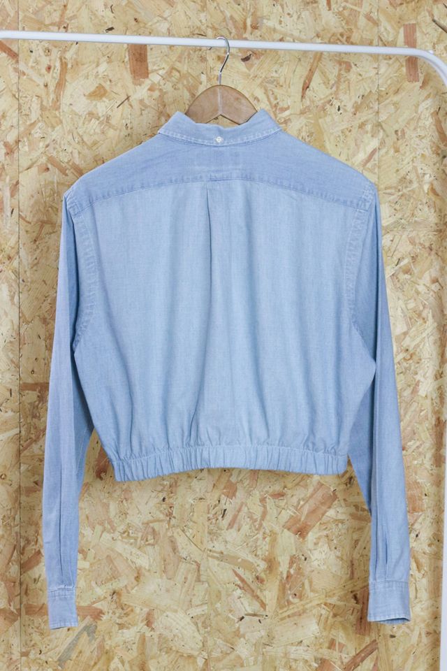 Urban Renewal Remade From Vintage − Kurzes Poloshirt von Ralph Lauren in Blau mit elastischem Saum #3