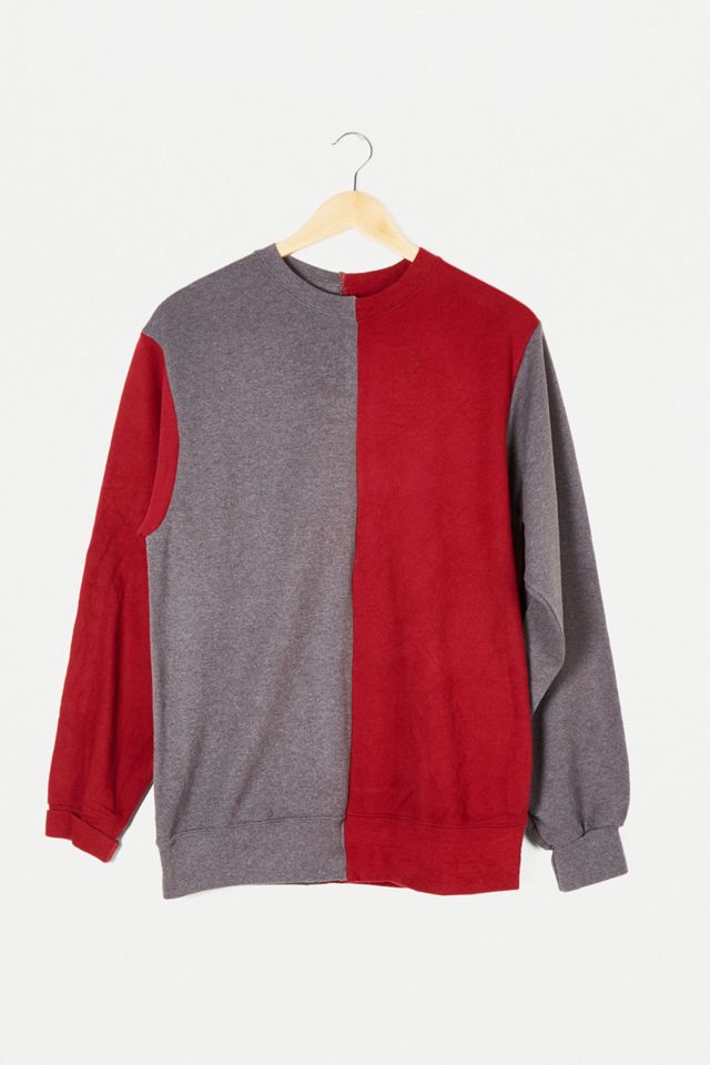Renovación urbana rehecha a partir de sudadera empalmada vintage roja y gris #2