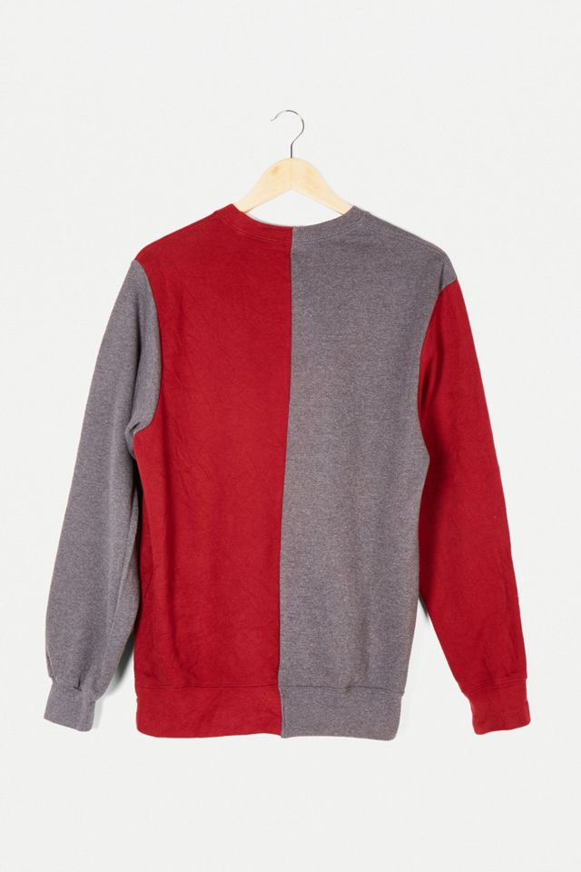 Renovación urbana rehecha a partir de sudadera empalmada vintage roja y gris #3