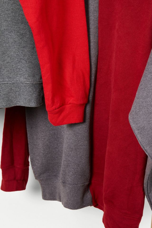 Renovación urbana rehecha a partir de sudadera empalmada vintage roja y gris #4