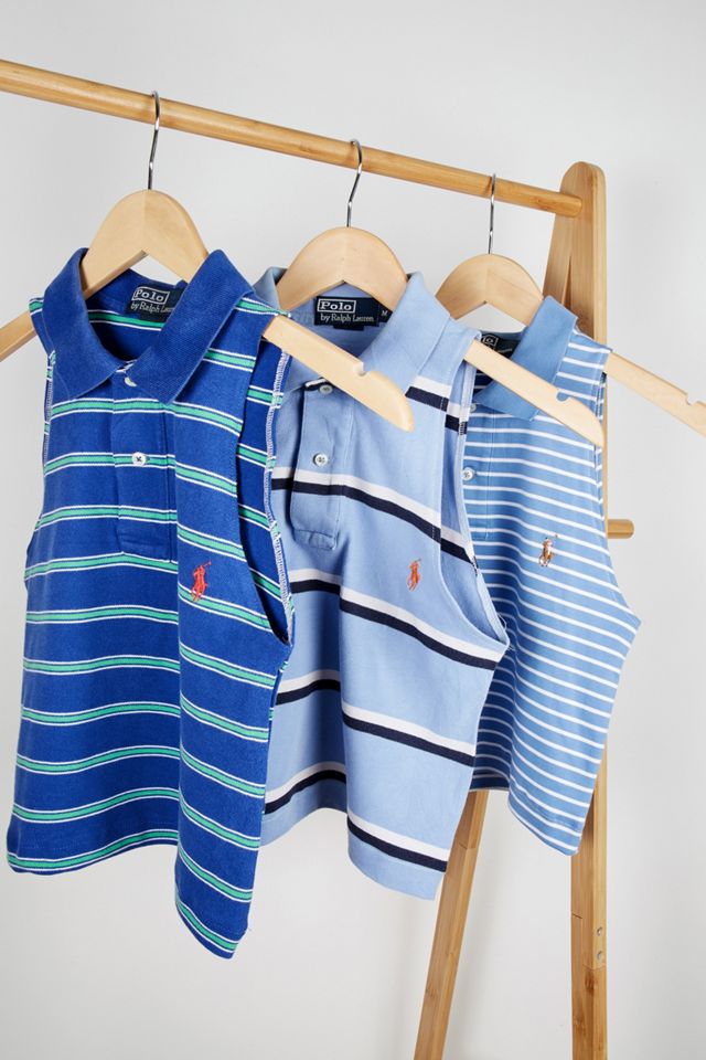 Urban Renewal Remade From Vintage – Gestreiftes und abgeschnittenes Poloshirt in Blau #1