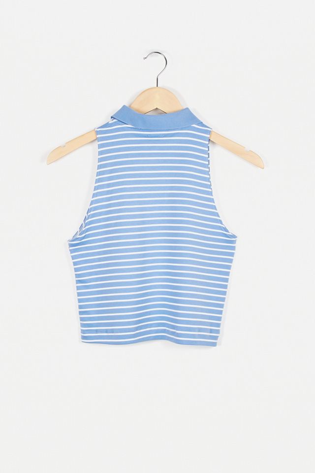 Urban Renewal Remade From Vintage – Gestreiftes und abgeschnittenes Poloshirt in Blau #5