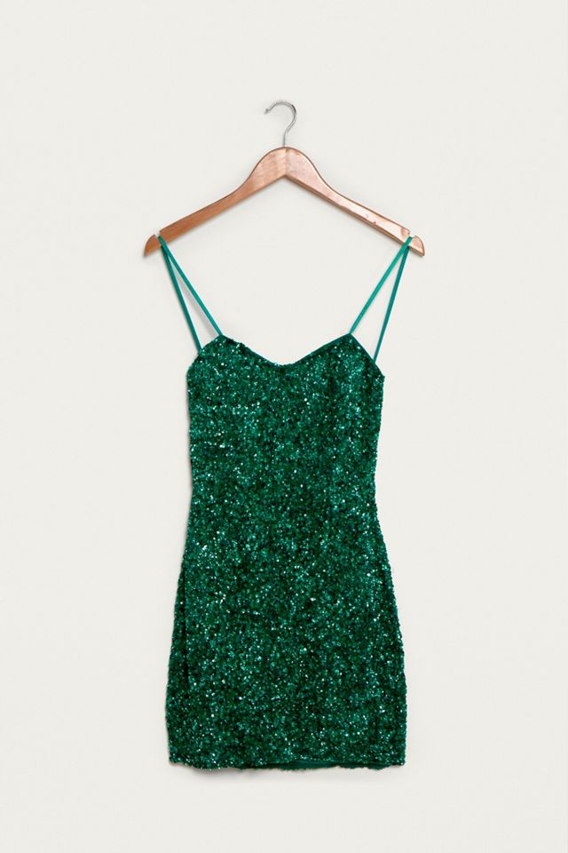 bright green sequin dress Forest Green Cord Starlight Mini Dress