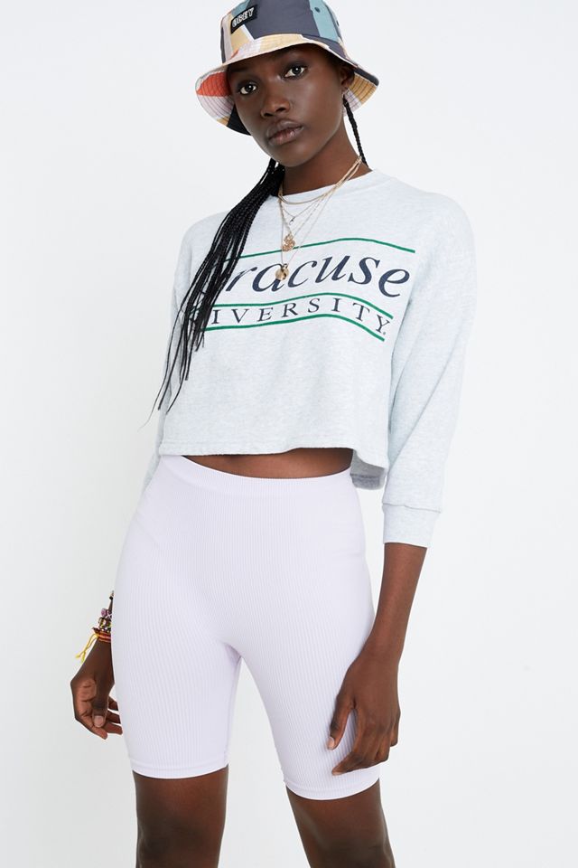 Urban Renewal Remade From Vintage Grey Print Crop Crew Neck Sweatshirt #2