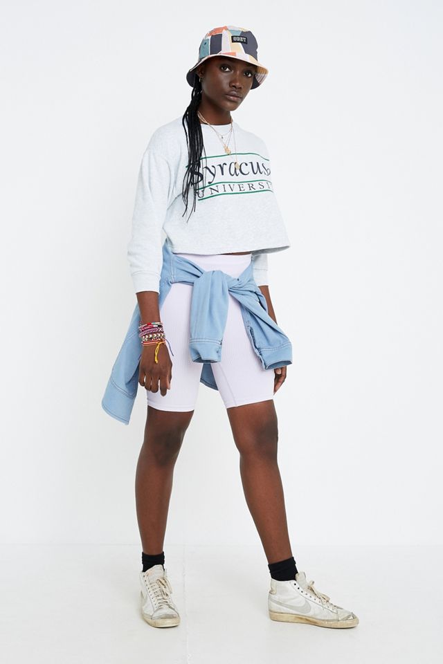 Urban Renewal Remade From Vintage Grey Print Crop Crew Neck Sweatshirt #3