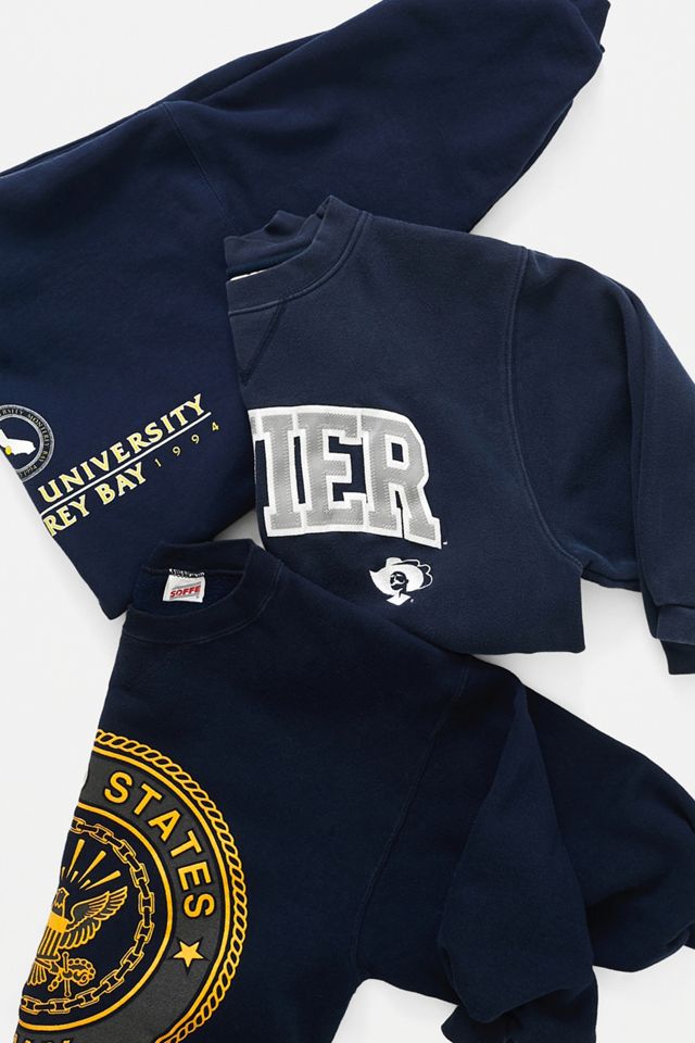Urban Renewal Vintage – Kurzes Sweatshirt in Marineblau mit Print #1