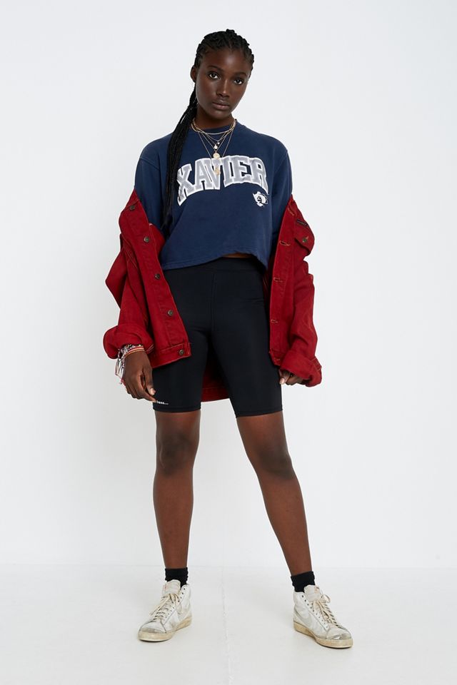 Urban Renewal Vintage – Kurzes Sweatshirt in Marineblau mit Print #2