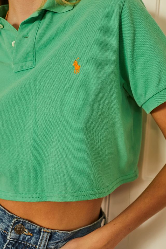 Urban Renewal Remade From Vintage Green Branded Crop Polo Shirt #1