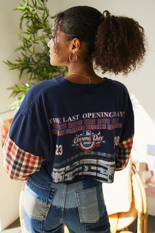 Urban Renewal Remade From Vintage Navy Long Sleeve Spliced T-Shirt #1