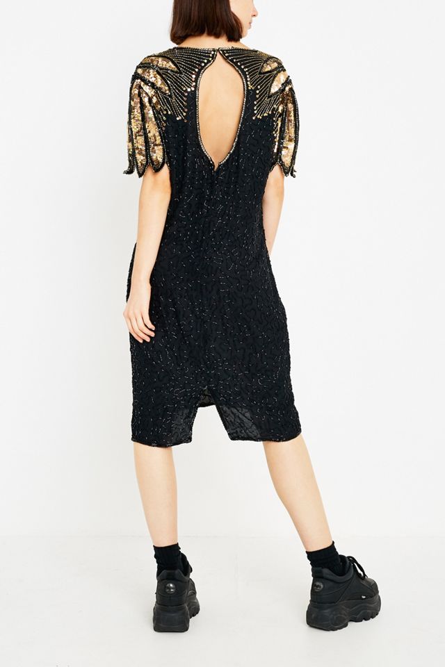 Urban Renewal One-Of-A-Kind Black + Gold Sequin Dress #1