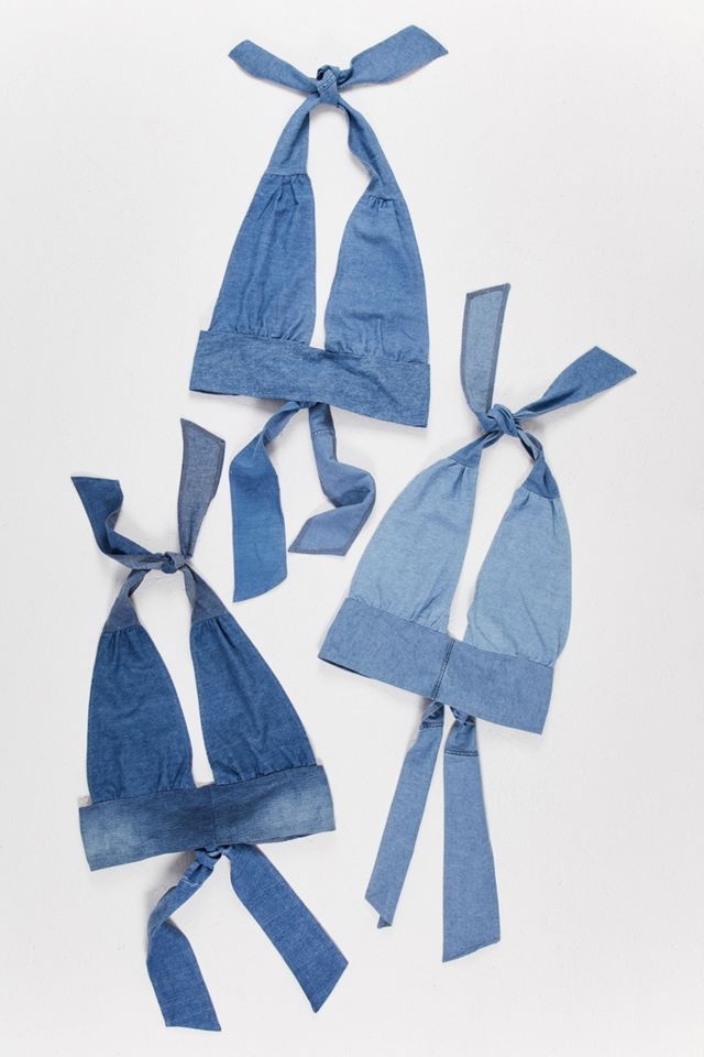 Urban Renewal Remade From Vintage Denim Halterneck Crop Top #2