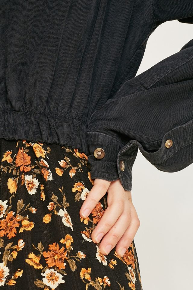 Urban Renewal Vintage Customised Bubbled Hem Corduroy Shirt #1