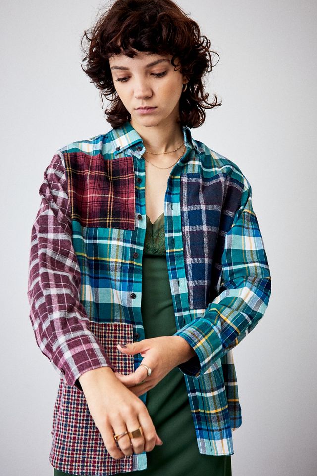 Urban Renewal rifatto dalla camicia patchwork vintage a quadri #1