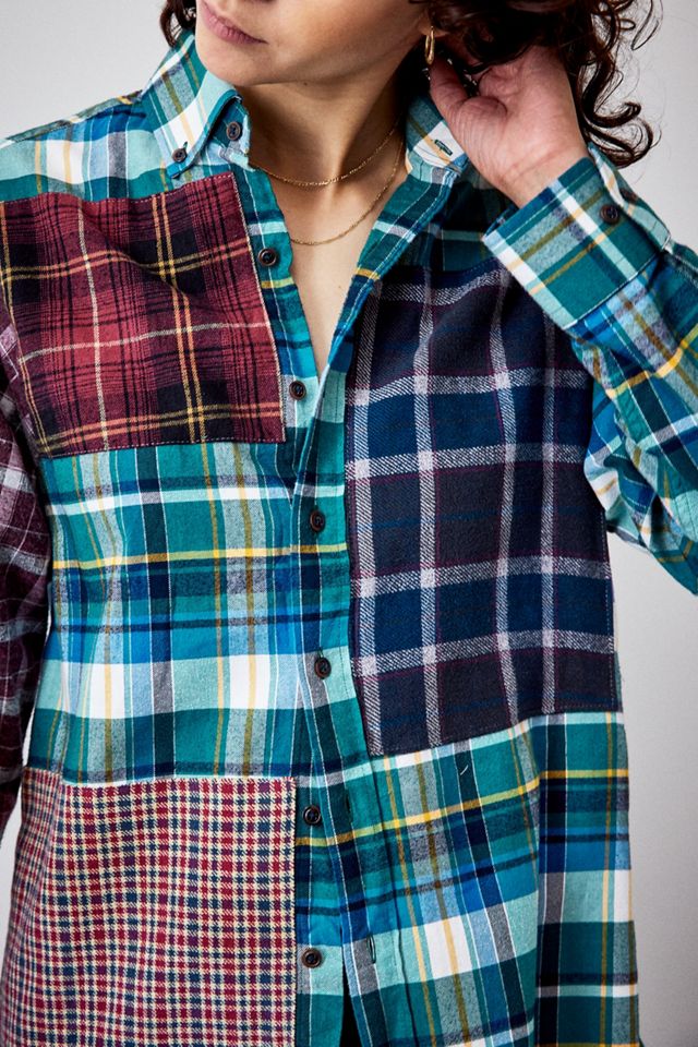 Urban Renewal rifatto dalla camicia patchwork vintage a quadri #3