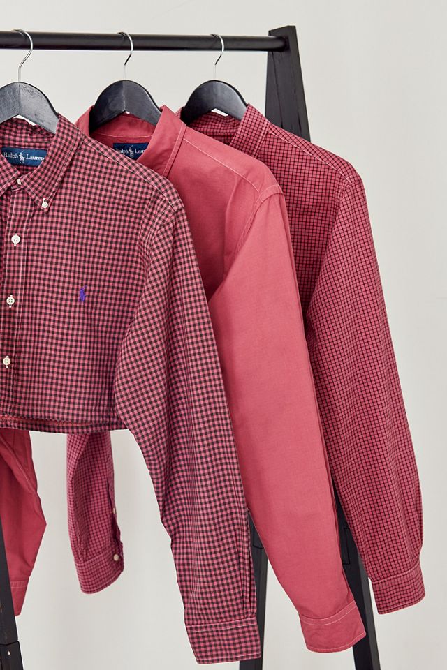 Camicia Tinta in Rosso Borgogna Crop di Marca Vintage Rifatta da Urban Renewal #2