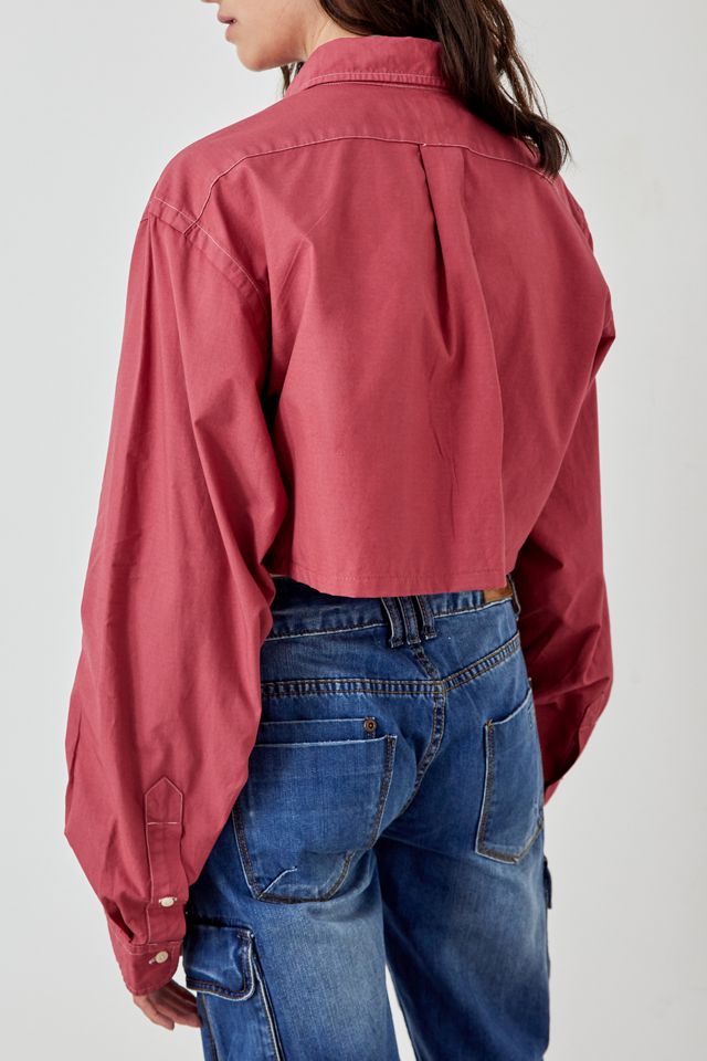 Camicia Tinta in Rosso Borgogna Crop di Marca Vintage Rifatta da Urban Renewal #4