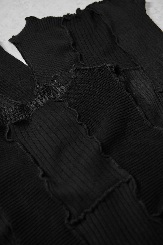 Urban Renewal Remade From Vintage Débardeur en Maille Côtelée Patchwork Noir #1