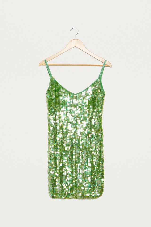 Urban Renewal Vintage One-of-a-Kind Green Sequin Slip Dress