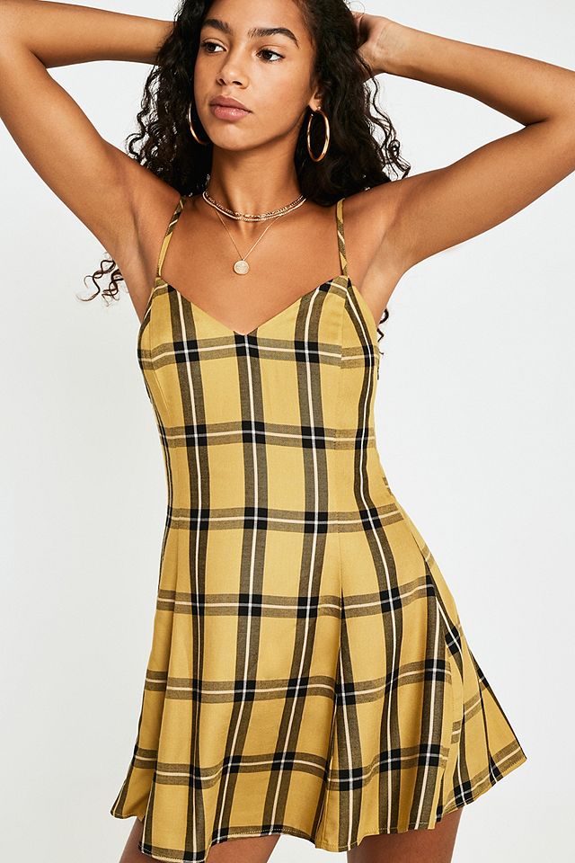 Urban Renewal Remnants ‘90s Yellow Checked Slip Dress | Urban Outfitters UK