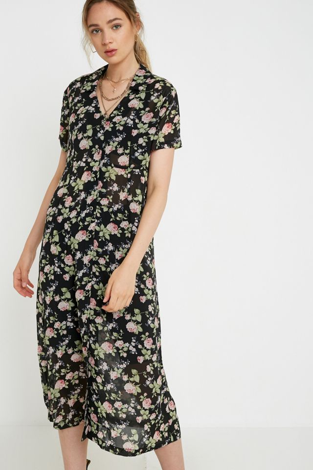 Abito Midi Con Scollo A V - Motivo Floreale Blu - DONNA | H&amp;M IT