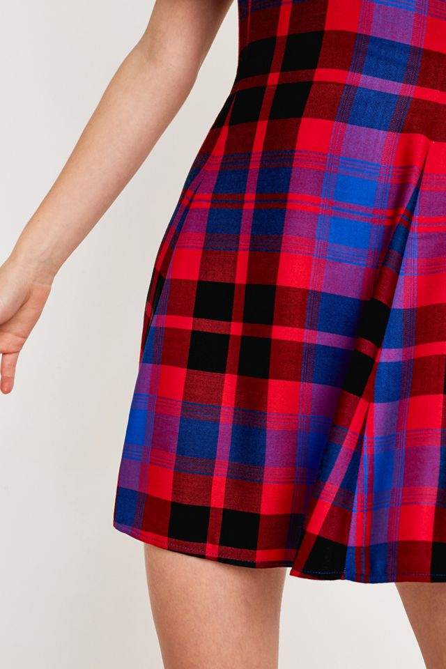 Urban Renewal Made From Remnants Red + Blue '90s Check Slip Dress  #1