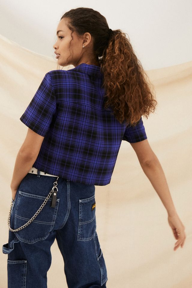 Urban Outfitters Archive - Chemise courte à carreaux bleus et noirs #3