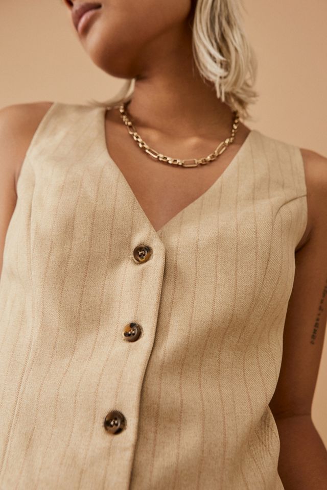 Urban Outfitters Archive Sand Pinstripe Waistcoat #3