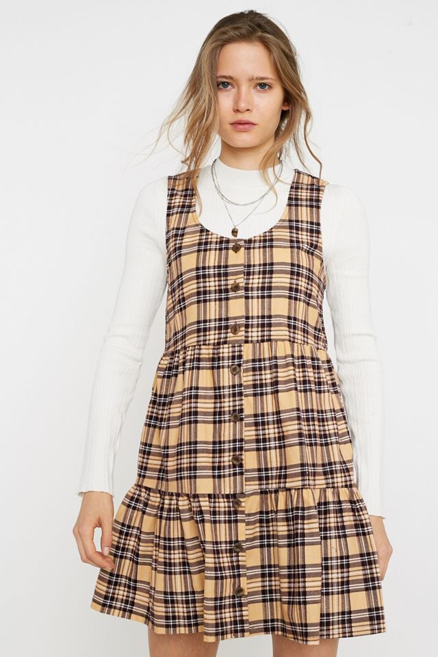 Urban Renewal Remnants Tan Check Corduroy Mini Dress #2