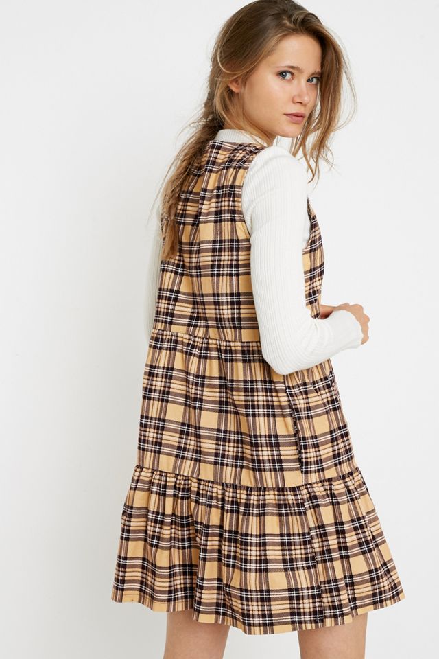 Urban Renewal Remnants Tan Check Corduroy Mini Dress #3