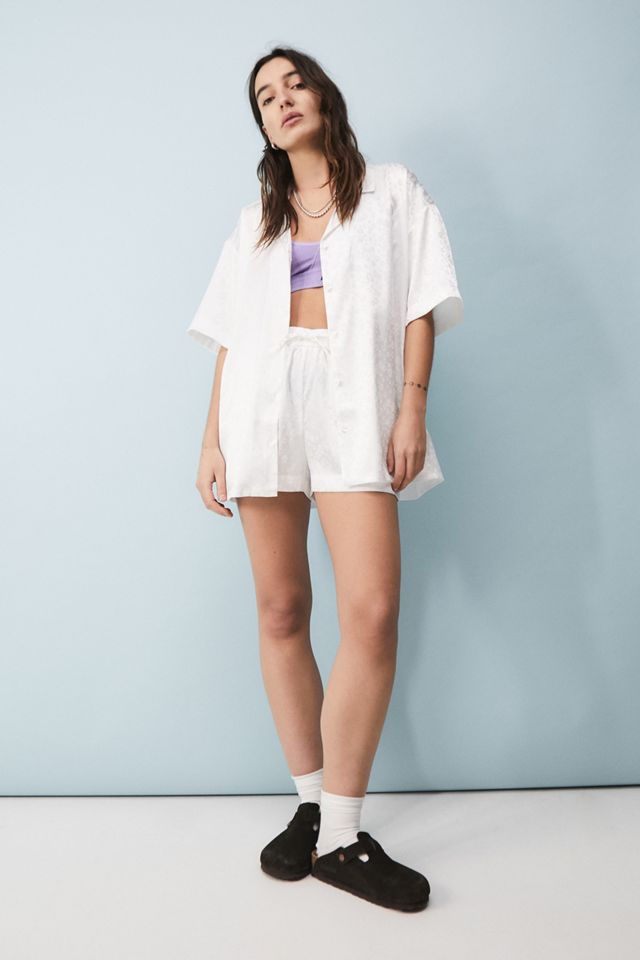 Urban Outfitters Archive Ivory Daisy Satin Shirt | Urban Outfitters UK