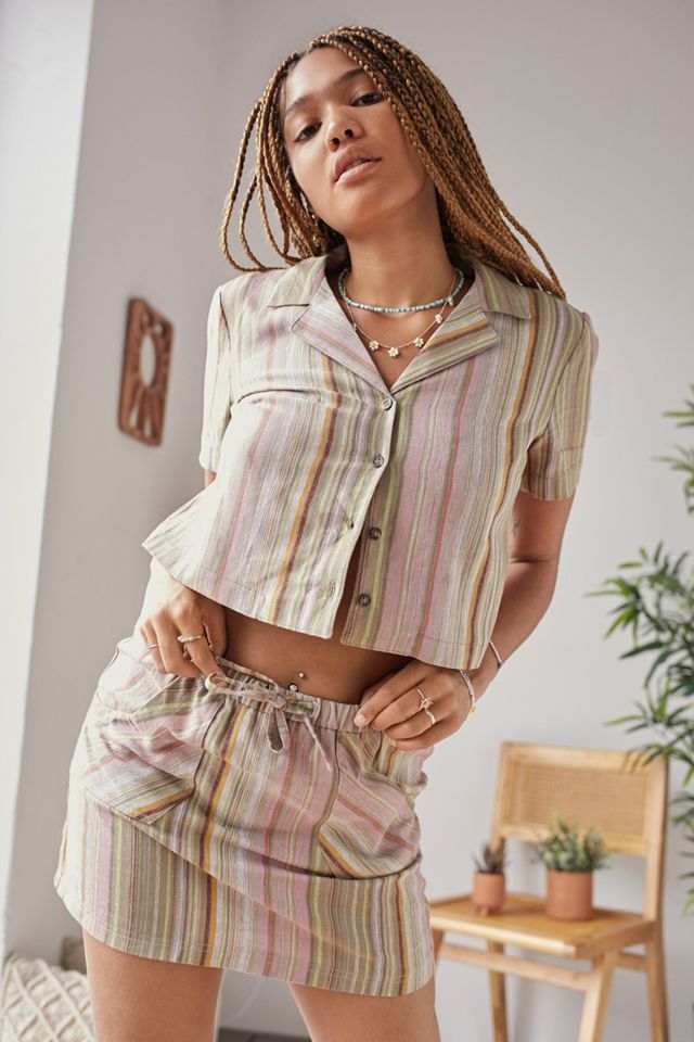 Urban Outfitters Archive Camisa de lino a rayas