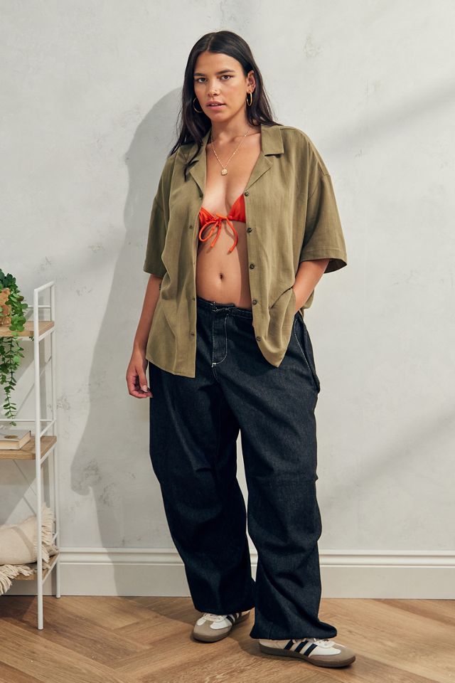 Archivo en UO Khaki Linen-Blend Button-Through Shirt #2