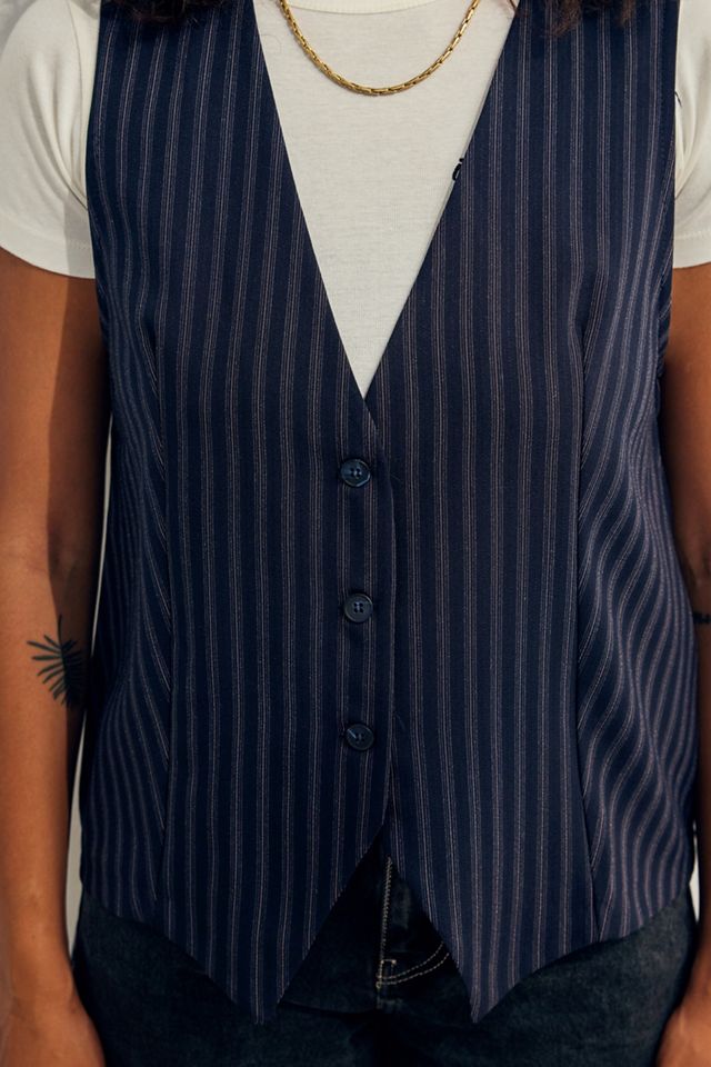 Urban Outfitters Archive Navy Pinstripe Waistcoat #1