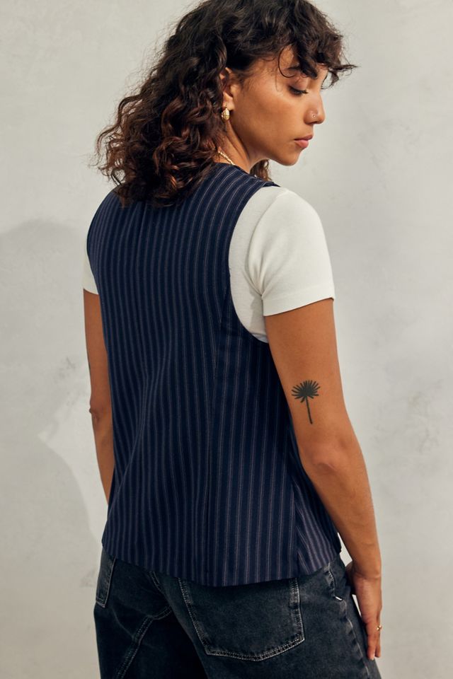 Urban Outfitters Archive Navy Pinstripe Waistcoat #3