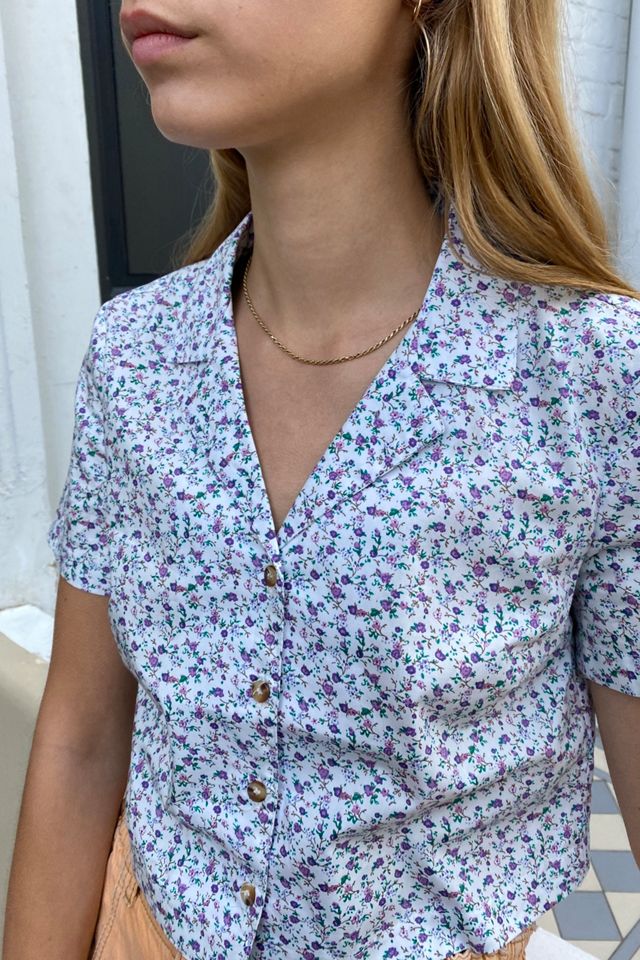 UO Archive – Kurze Bluse in Flieder mit Muster  #2